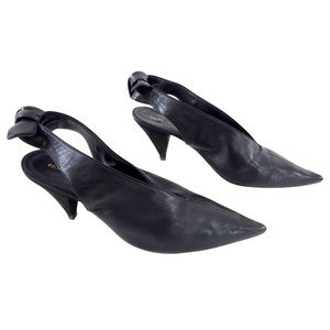 CELINE BLACK LEATHER SLINGBACK MULE